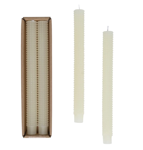 Unscented Hobnail Taper Candles in Box, Set of 2