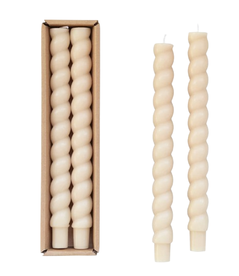 Unscented Twisted Taper Candles in Box, Set of 2