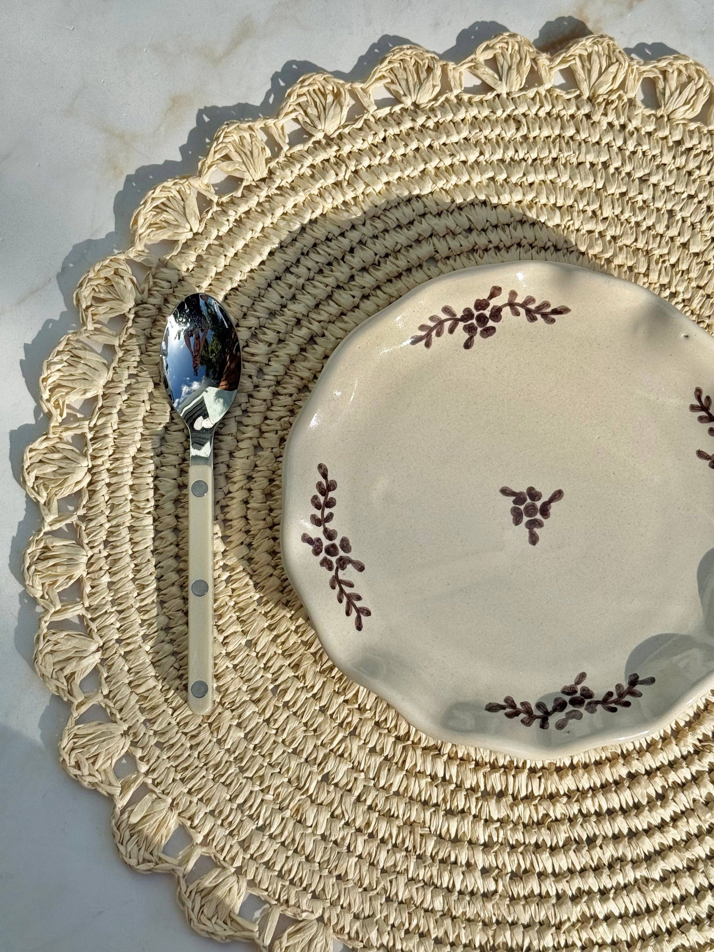 Hand-painted Margot Dessert Plate, Brown