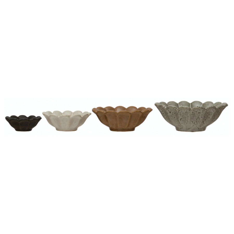 Stoneware Flower Bowl Set of 4