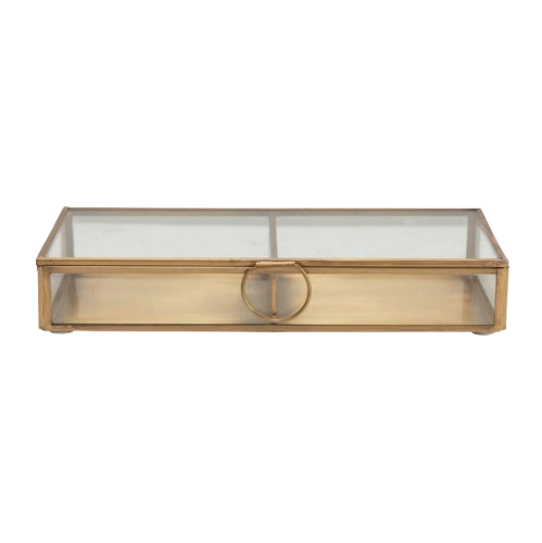 Brass + Glass Display Box, 9"Lx4.25"Wx1.5"H