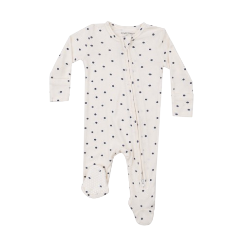 Ribbed Navy Mini Dot - 2 Way Zipper Footie