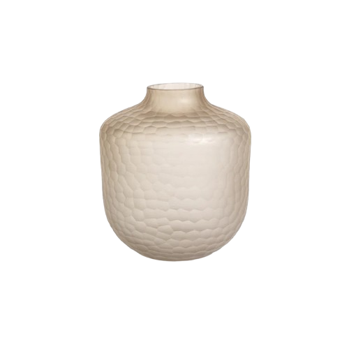 Arosa Cut Glass Frosted Vase - Taupe - Large