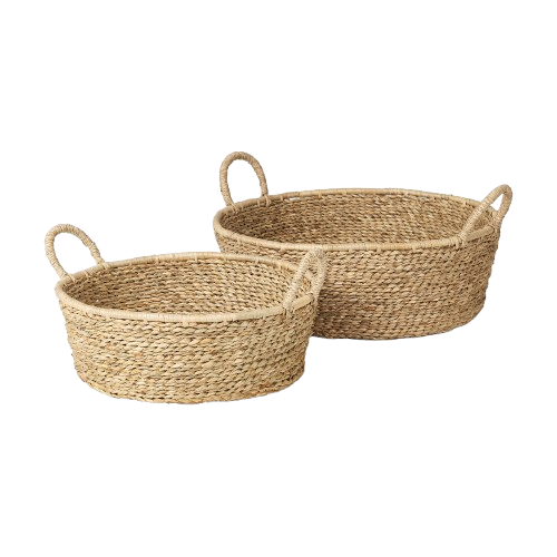 Ayanna Set of 2 Deep Nesting Seagrass Baskets w/ Handles