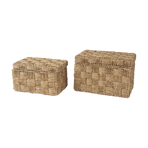 Hanalei Set of 2 Seagrass Boxes with Lids