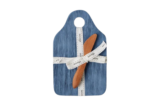 Small Dutch Cheese Board with Spreader, Denim