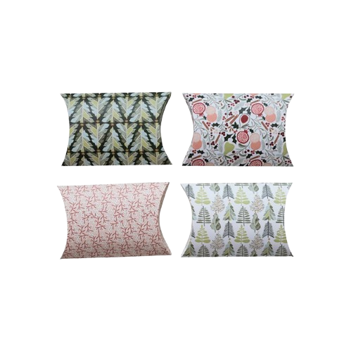 Printed Recycled Paper Gift Box w/ Holiday Pattern EACH