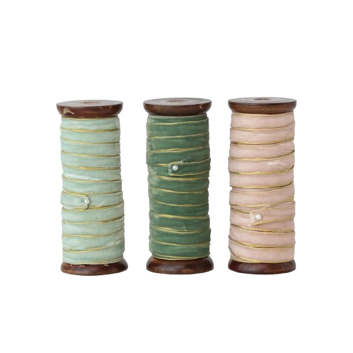 10 Yard Velvet Ribbon with Metallic Edges on Wood Spool, EA