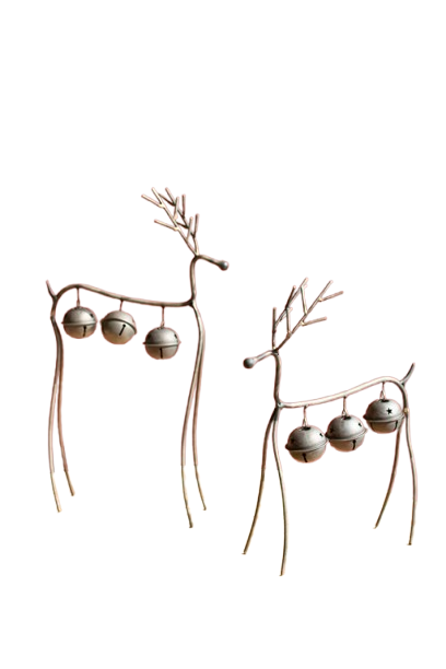 Set of 2 Wire Reindeer with Bells