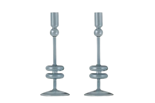 Denim Glass Candlestick Individual, Medium
