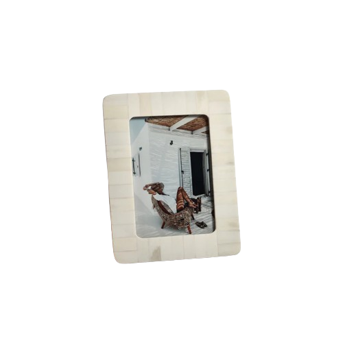 Côte d'Ivoire White Bone Inlay Photo Frame with Rounded Corners - 5x7