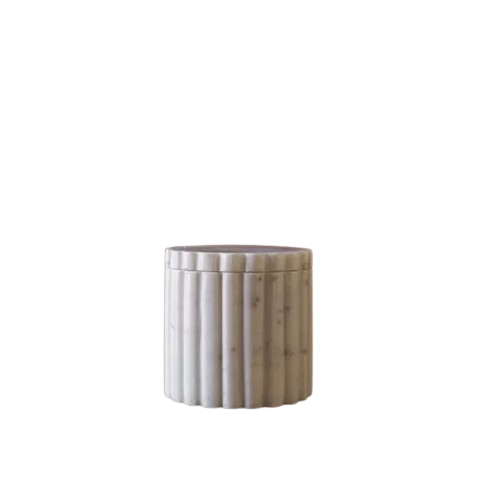 Fluted Jar Canister White Marble