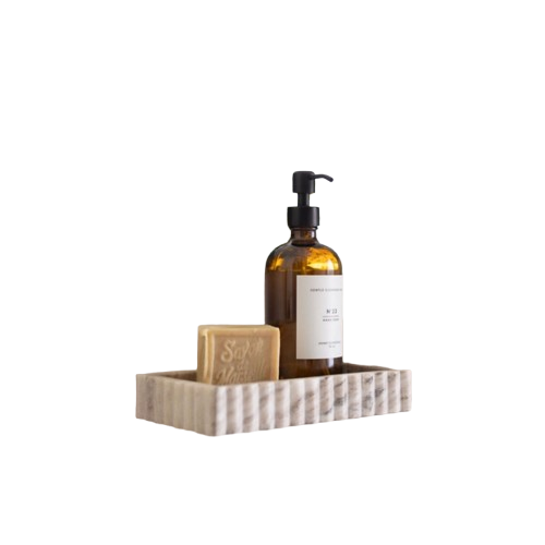 Scalloped Marble Fluted Bridge Tray Beige