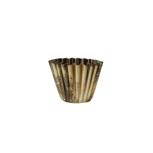 Fluted Metal Planter, Brass Finish