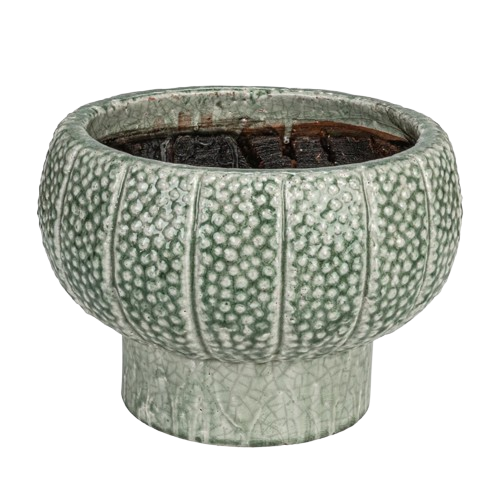 Embossed Terra-cotta Footed Vase/Planter (Holds 10" Pot)