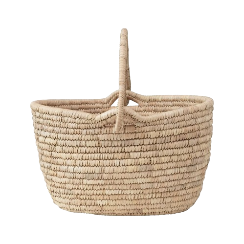 Oval Kansgrass & Date Leaf Basket w/ Handle