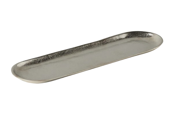 Silver Narrow Metal Tray, Small