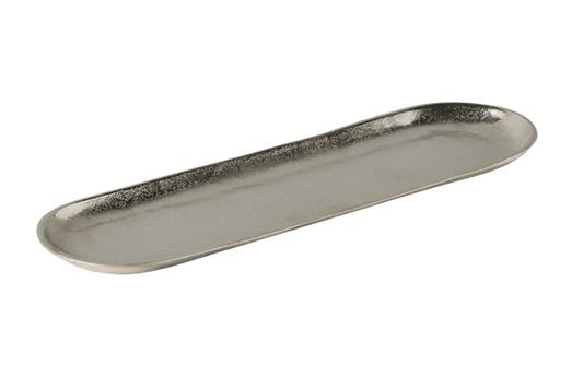 Silver Narrow Metal Tray, Small