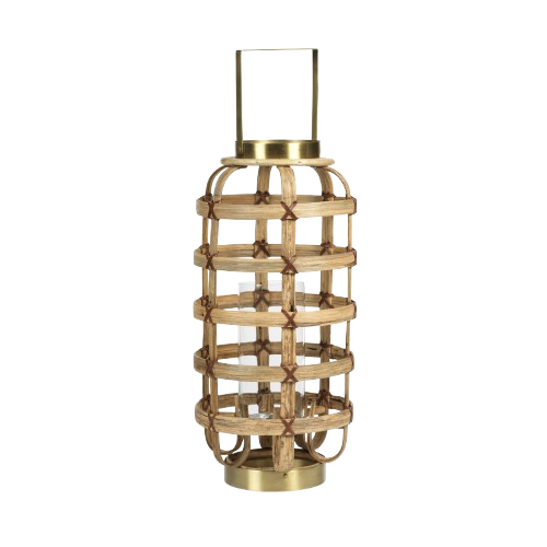 Palomar Bamboo with Brass Trim Lantern - Large