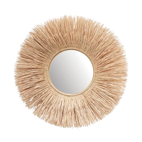 Round Handmade Wicker Mirror