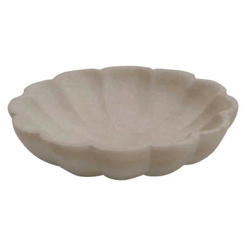 Carved Marble Flower Shaped Dish