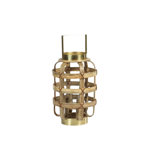 Palomar Bamboo with Brass Trim Lantern - Small