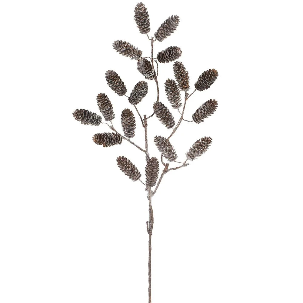 Glittered Pine Cone Spray 34"