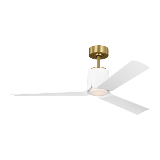 Primary Bedroom - Peel 52" Ceiling Fan w/ Light, Brass + Matte White