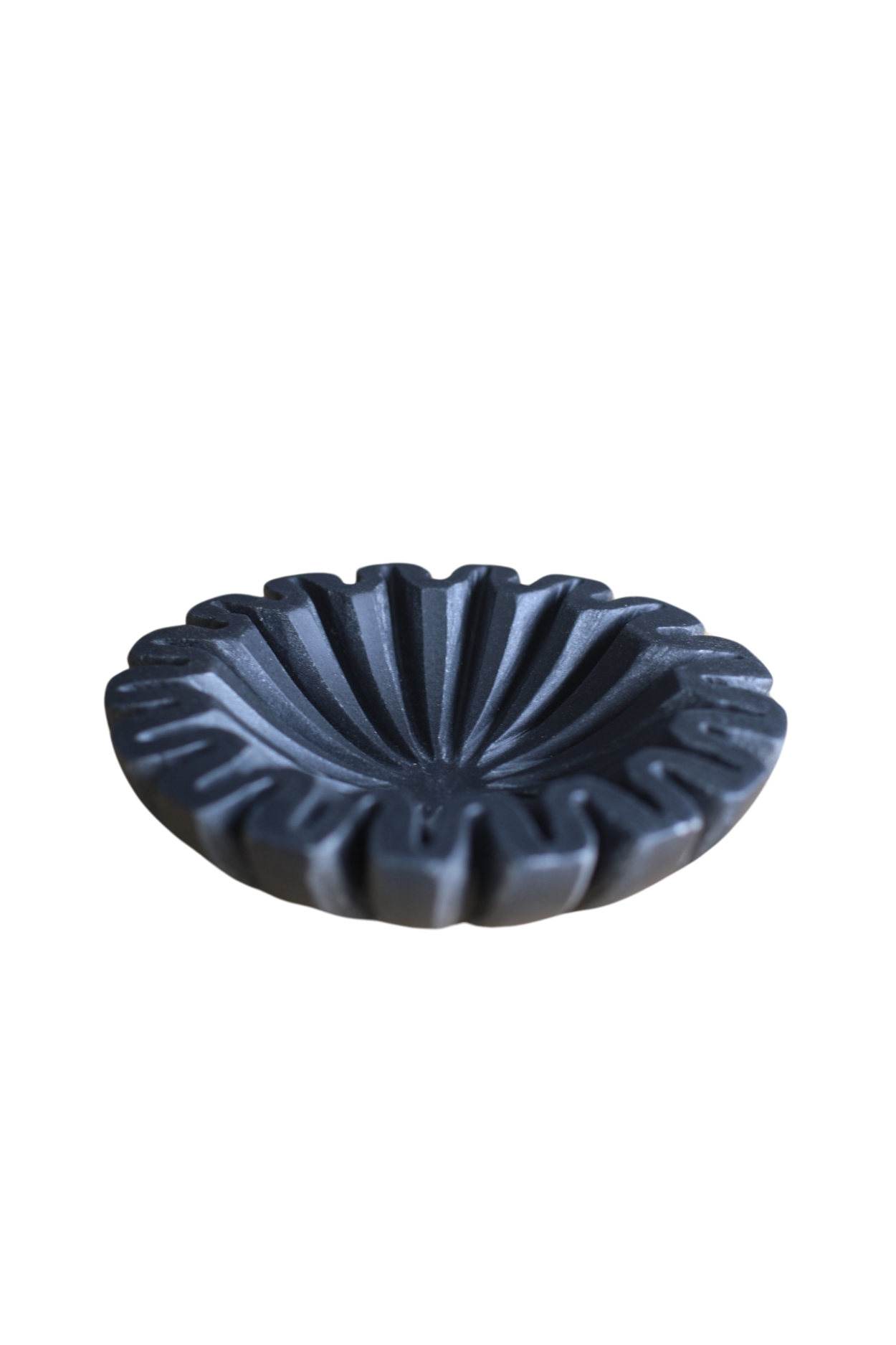 Marble Fluted Scalloped Bowl Black