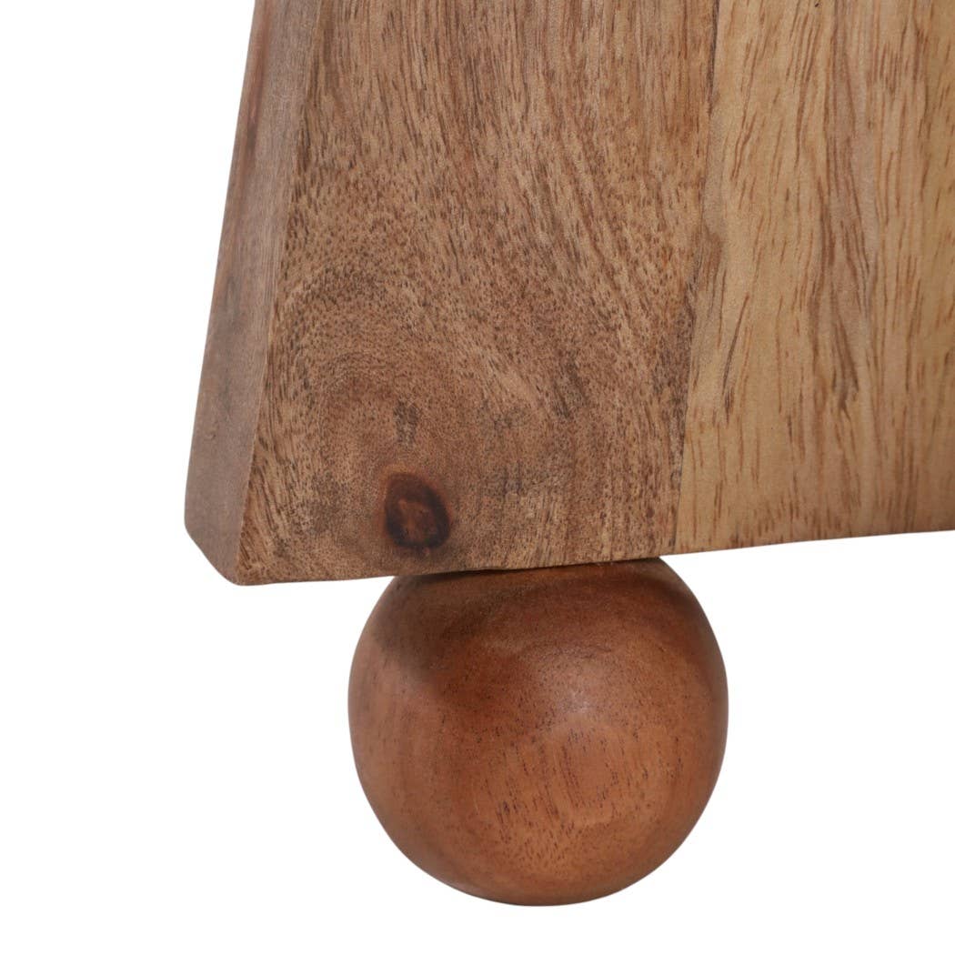 Sage Accent Table - Ivory Marble Top + Brown Wood Base