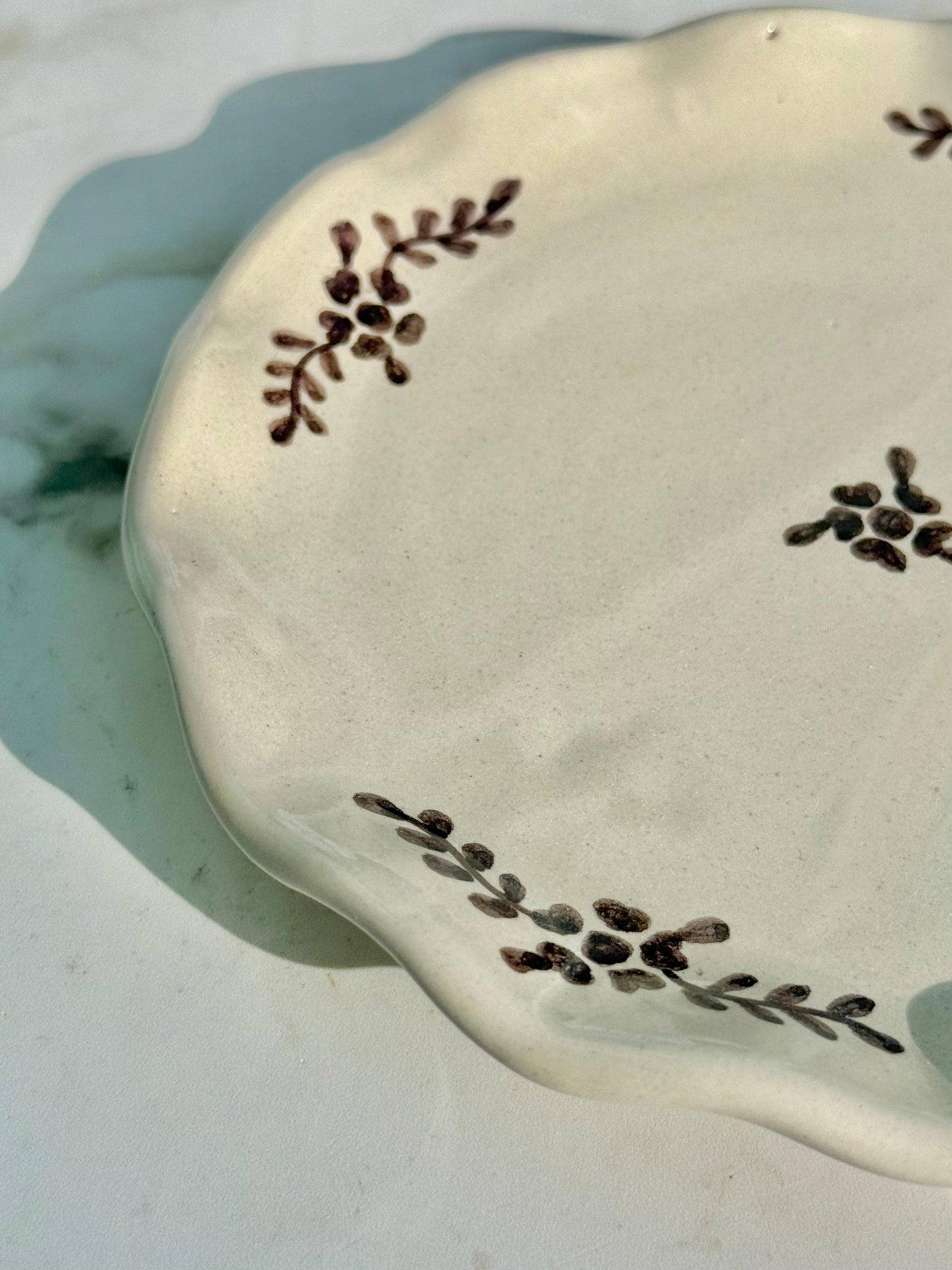 Hand-painted Margot Dessert Plate, Brown