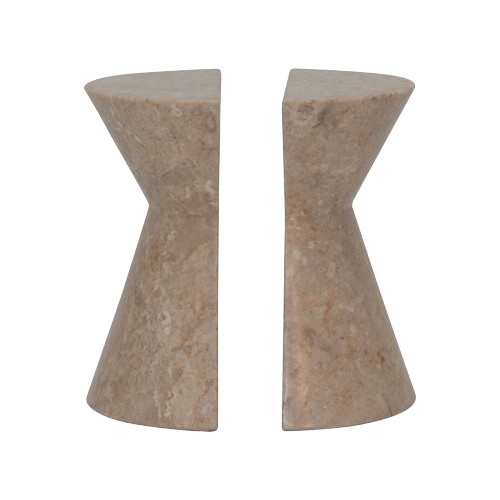 Beige Marble Bookends, Set of 2 - 6"Hx2.5"