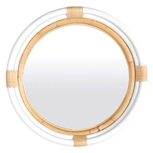 35" Marina Round Rattan Mirror