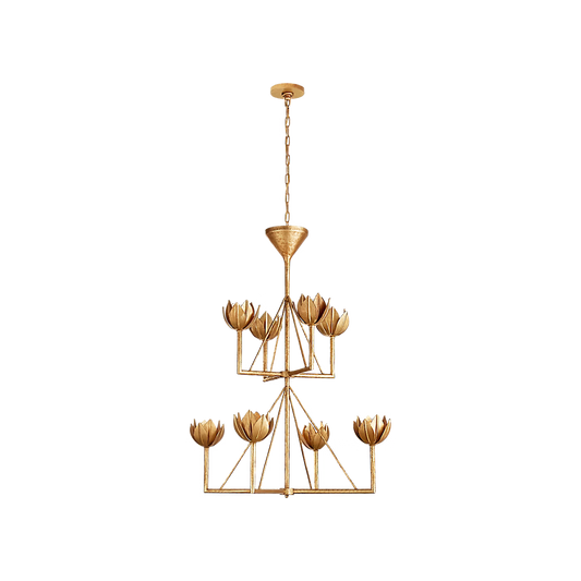 Alberto Medium Two Tier Chandelier - Gold Leaf