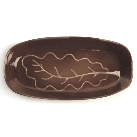 Oak Leaf Platter Dark Brown