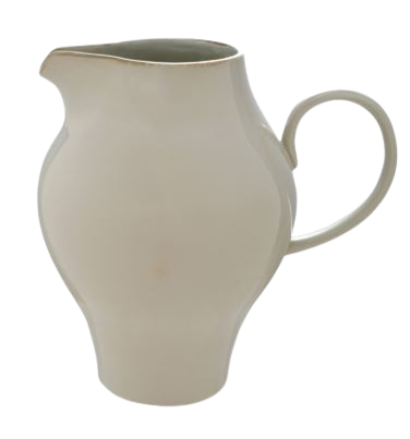 4 Quart Stoneware Vintage Reproduction Pitcher, White (Each One Will Vary)