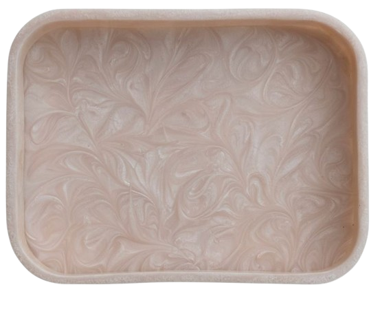 Marbled Resin Tray, Pearlized Finish, Pink (Each One Will Vary)