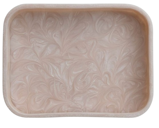 Marbled Resin Tray, Pearlized Finish, Pink (Each One Will Vary)