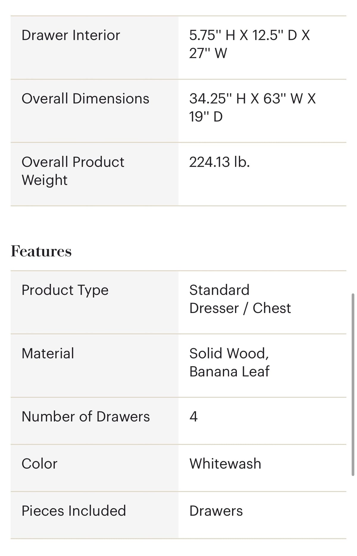 Grand Bermuda Dresser