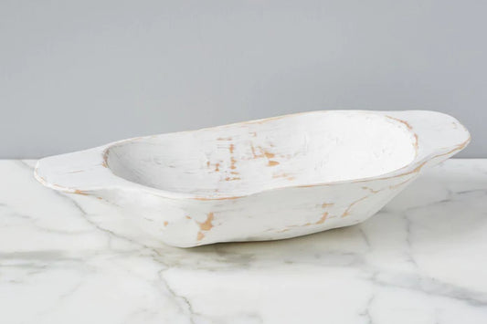 Vintage White Dough Bowl, Small