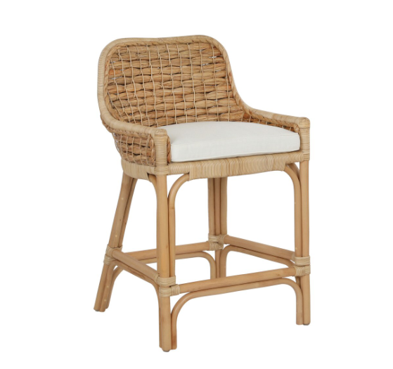 Amaya Woven Water Hyacinth Counterstool, Natural