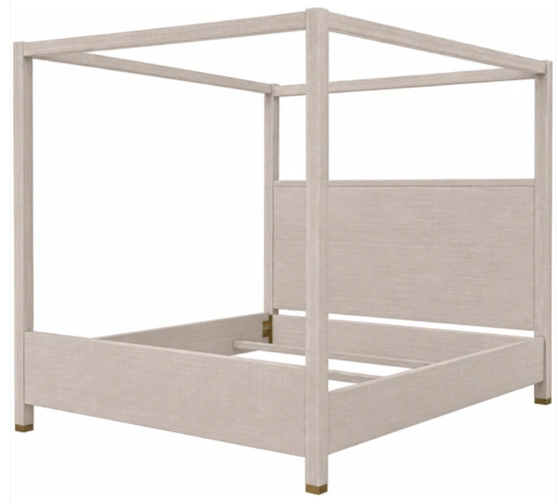 King Canopy Bed in Natural Linen