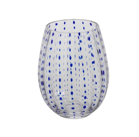 Blue Dot Stemless Glass