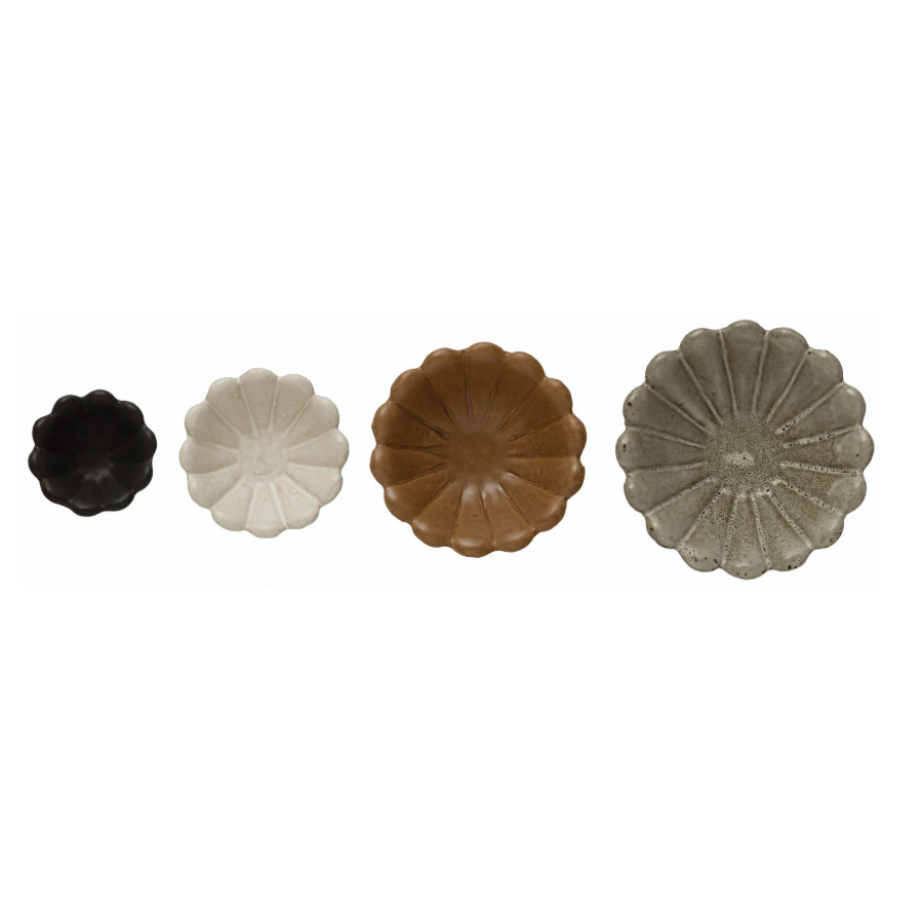 Stoneware Flower Bowl Set of 4