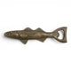 Cast Aluminum Fish Shaped Bottle Opener, Antique Gold Finish