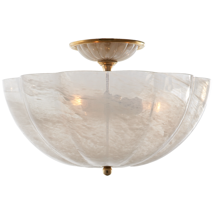 Rosehill Small Semi-flush Mount Light, Glass + Brass