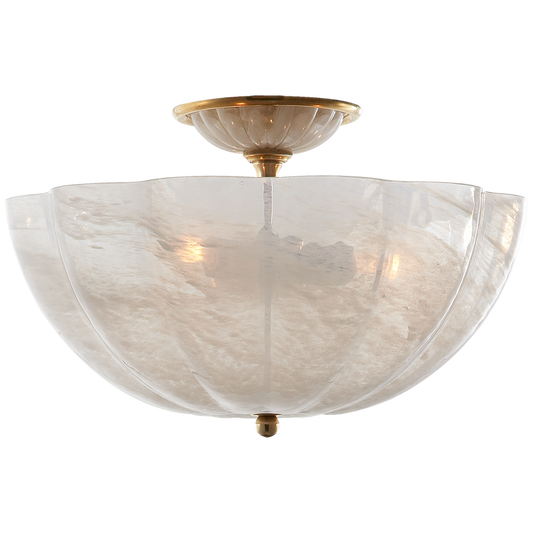 Rosehill Small Semi-flush Mount Light, Glass + Brass