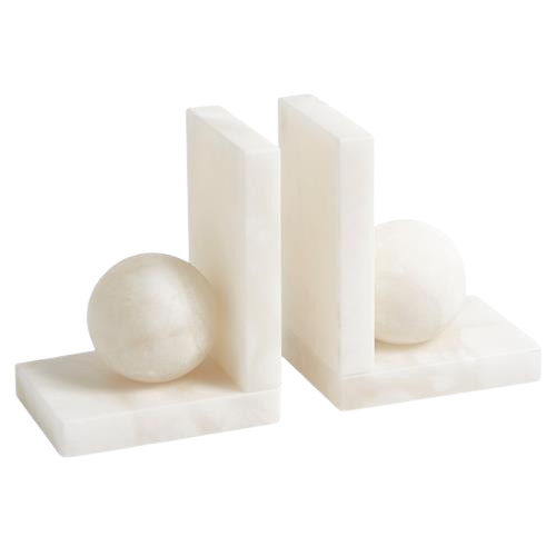 Alabaster Ball Bookends - Pair