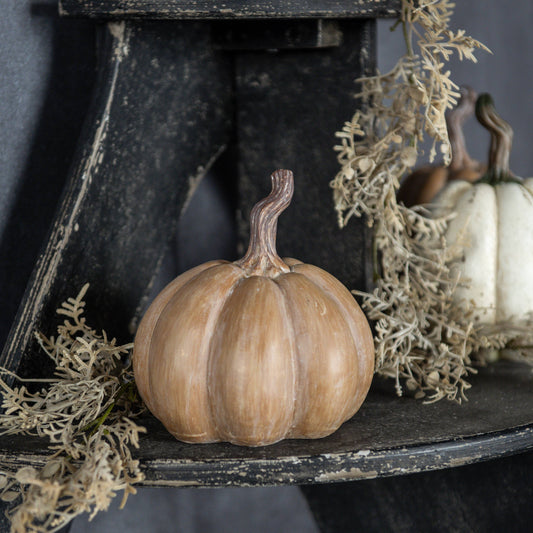 6" TAN RESIN PUMPKIN