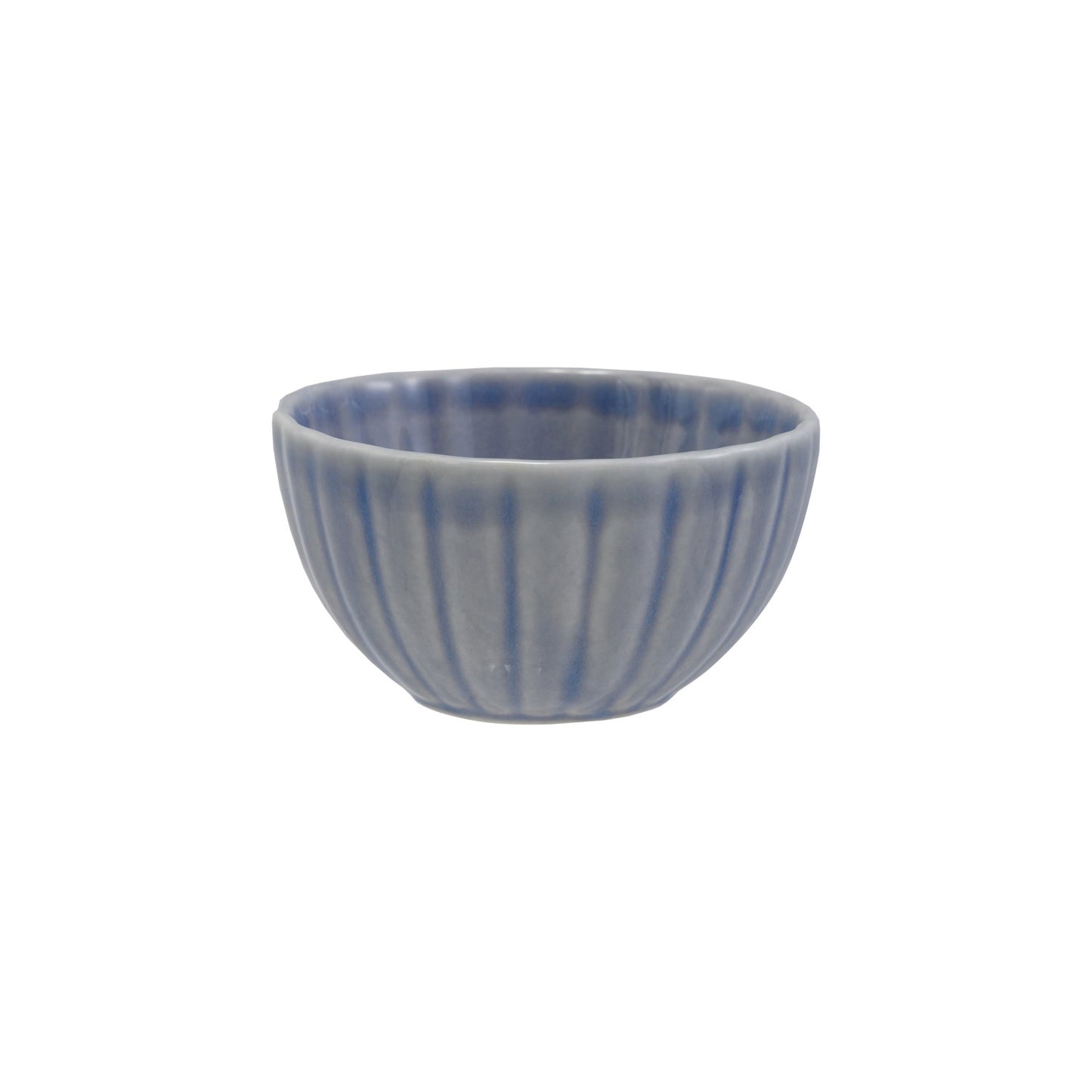 Stoneware Ribbed Bowl, Reactive Glaze, Light Blue (Each One Will Vary)